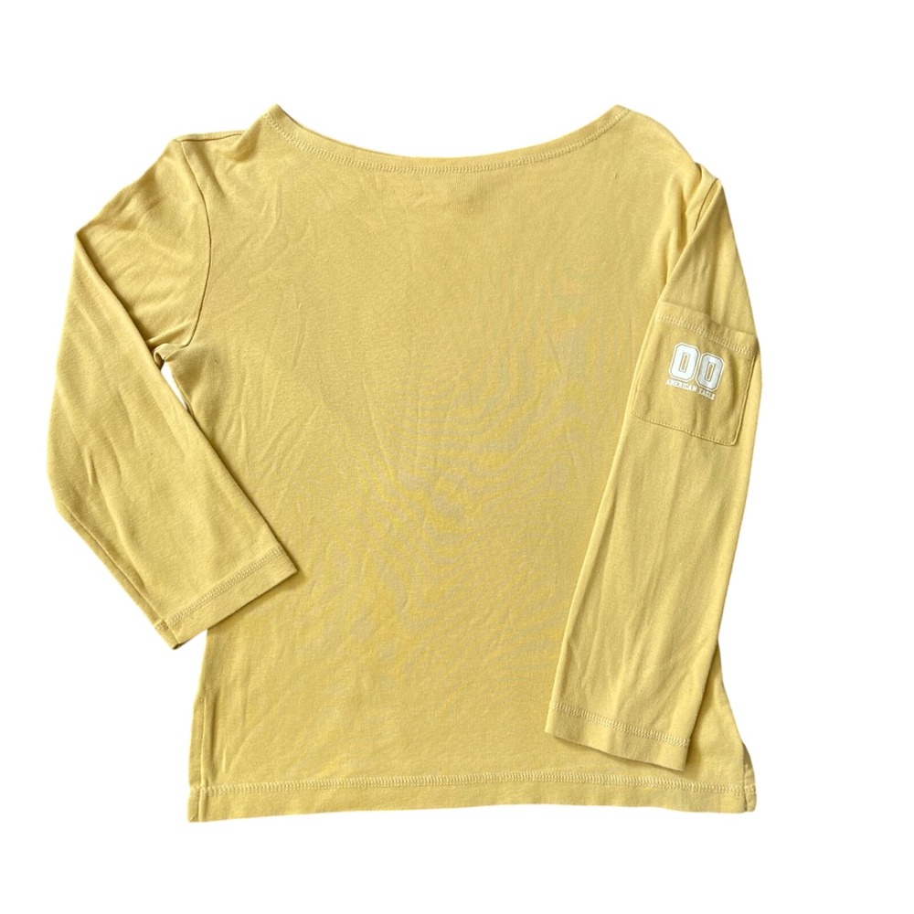 American Eagle Outfitters Shirt Medium Yellow Muscle Athletic Y2K Rugby Sports